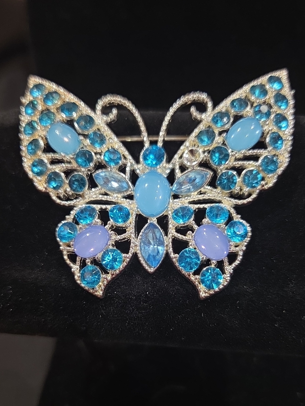 Blue Crystal Butterfly Brooch
